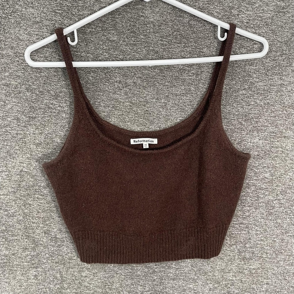 Reformation Sweater Womens XS Brown Recycled Cashmere Scoop Neck Knit Tank